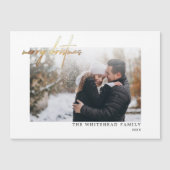 Moderne Gold Merry White-kerstkaart (Voorkant)