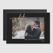 Moderne Gold Merry-zwarte kerstkaart (Voorkant / Achterkant)