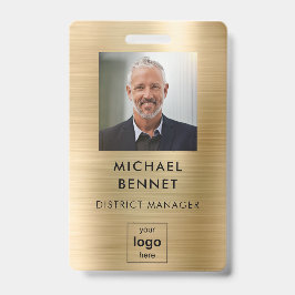 Moderne Gold Metal Medewerker Foto ID Badge