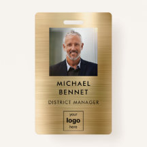 Moderne Gold Metal Medewerker Foto ID Badge