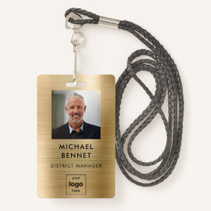 Moderne Gold Metal Medewerker Foto ID Badge