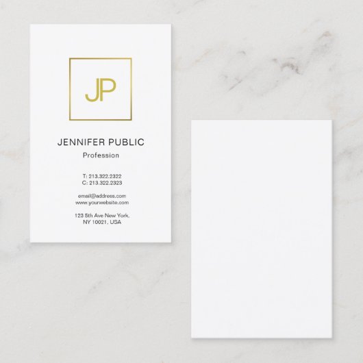 Moderne Gold Monogram elegant professioneel ontwer Visitekaartje (Voorkant / Achterkant)