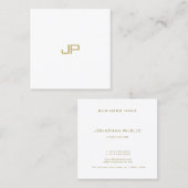 Moderne Gold Monogram Elegant Sjabloon Professiona Vierkante Visitekaartje (Voorkant / Achterkant)