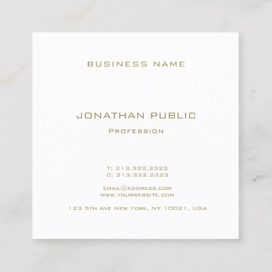 Moderne Gold Monogram Elegant Sjabloon Professiona Vierkante Visitekaartje (Achterkant)