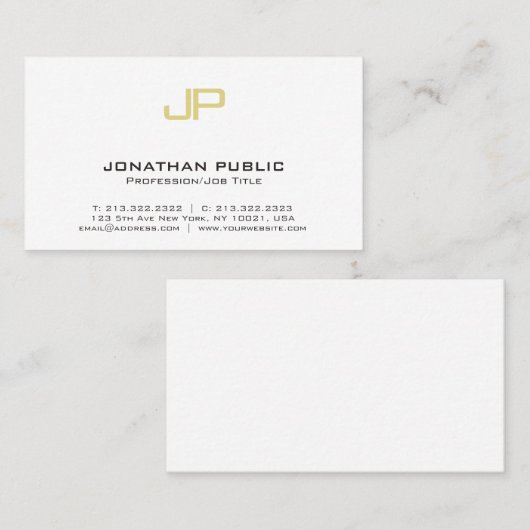 Moderne Gold Monogram Professional Design Elegant Visitekaartje (Voorkant / Achterkant)