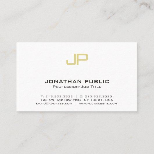 Moderne Gold Monogram Professional Design Elegant Visitekaartje (Voorkant)