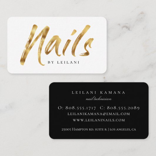 Moderne Gold Nail-technicus Visitekaartje (Voorkant / Achterkant)