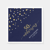 Moderne Gold & Navy Blue 50th Jubileum Party Servet (Voorkant)