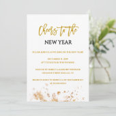 Moderne Gold New Years Eve Party Invitations Kaart (Staand voorkant)