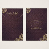 Moderne Gold Ornament Paarse Damask-draagbeeldsche Visitekaartje (Voorkant /achterkant)