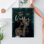 Moderne Gold Overlay | Fotobruiloft Folie Uitnodiging<br><div class="desc">Deze moderne,  elegante trouwuitnodigingen zijn voorzien van je eigen persoonlijke foto die de achtergrond volledig bedekt. Een zuivere zwarte bekleding bevat trendy gouden het manuscripttypografie van de folie,  en de rug van de kaart is zwart. Een glam,  stijlvol uiterlijk waar je gasten van zullen houden!</div>