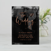 Moderne Gold-overlay Roos | Fotobruiloft Folie Uitnodiging (Staand Voorkant)