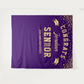 Moderne Gold Paars Afstuderen Photo Booth Backdrop Wandkleed (Voorkant (horizontaal))