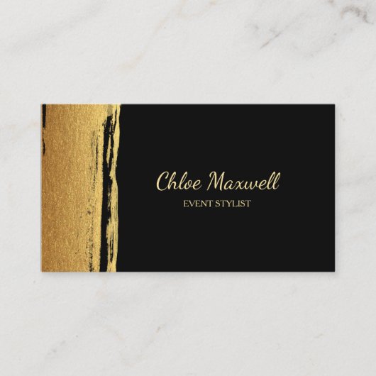 Moderne Gold Paint Stroke Minimalist Visitekaartje (Voorkant)