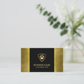 Moderne Gold Paw Logo Pet Sitting Visitekaartje (Staand voorkant)