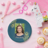 Moderne Gold Peacock-Afstuderen Borden Papieren Bordje (Feest)