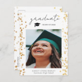 Moderne Gold Photo Afstuderen Aankondigingskaart (Voorkant / Achterkant)