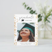 Moderne Gold Photo Afstuderen Aankondigingskaart (Staand voorkant)