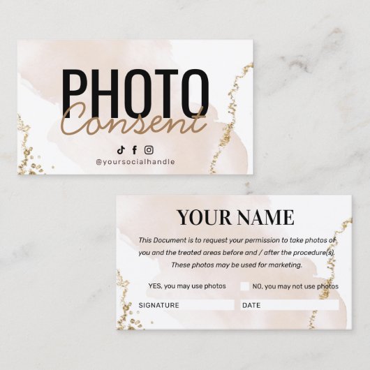 Moderne Gold Photo Conceptkaart Visitekaartje (Voorkant / Achterkant)