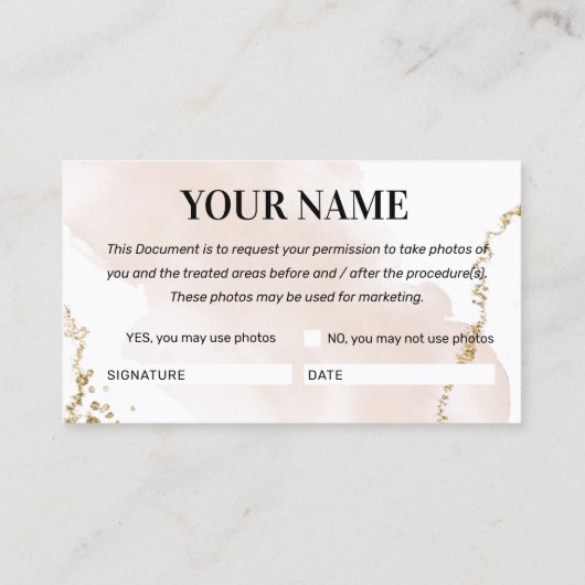 Moderne Gold Photo Conceptkaart Visitekaartje (Achterkant)