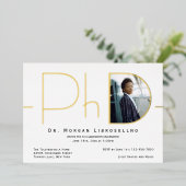 Moderne Gold Photo PhD Afstuderen Folie Uitnodigin Folie Uitnodiging (Staand Voorkant)