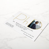 Moderne Gold Photo PhD Afstuderen Folie Uitnodigin Folie Uitnodiging (Gedraaid)