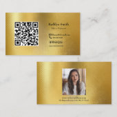 Moderne Gold Photo QR Code Professional Visitekaartje (Voorkant / Achterkant)