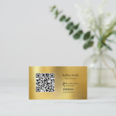 Moderne Gold Photo QR Code Professional Visitekaartje (Staand voorkant)