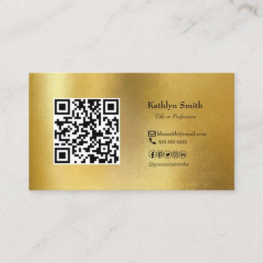 Moderne Gold Photo QR Code Professional Visitekaartje (Voorkant)