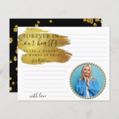 Moderne Gold Photo Share a Memory Funeral Kaart (Voorkant / Achterkant)