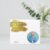 Moderne Gold Photo Share a Memory Funeral Kaart (Staand voorkant)