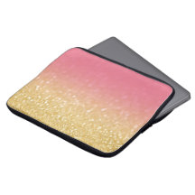 Moderne Gold Pink Ombre Glitter-laptophoes Hoesje