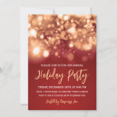 Moderne Gold Red Lights Corporate Holiday Party Kaart (Voorkant)