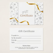 Moderne Gold Ribbon Silver Snowflakes - kaartje (Voorkant /achterkant)