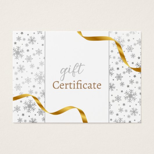 Moderne Gold Ribbon Silver Snowflakes - kaartje (Voorkant)