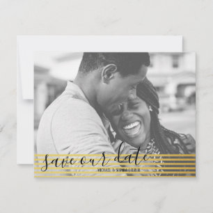 Moderne Gold Save Our Date Script Photo Card Save The Date