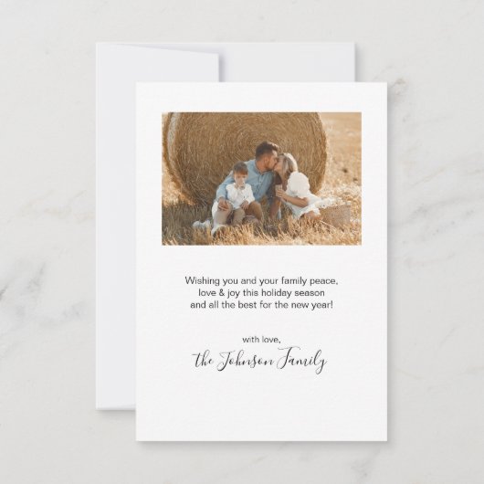 Moderne Gold Script 4-fotokerstfeestkaart Kaart (Achterkant)