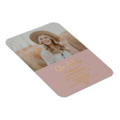 Moderne Gold Script Afstudeerder Party Photo Invit Magneet (Rechterzijde)