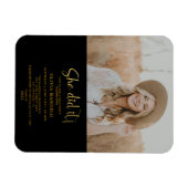 Moderne Gold Script Afstudeerder Party Photo Invit Magneet (Horizontaal)