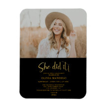 Moderne Gold Script Afstudeerder Party Photo Invit