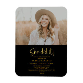 Moderne Gold Script Afstudeerder Party Photo Invit Magneet