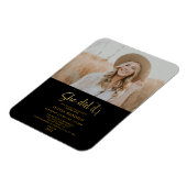 Moderne Gold Script Afstudeerder Party Photo Invit Magneet (Linkerzijde)