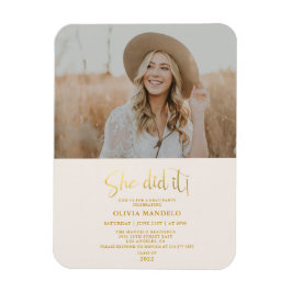 Moderne Gold Script Afstudeerder Party Photo Invit Magneet