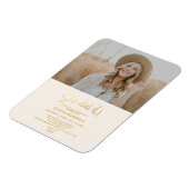 Moderne Gold Script Afstudeerder Party Photo Invit Magneet (Linkerzijde)