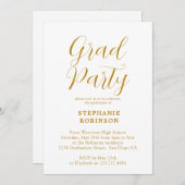 Moderne Gold Script Calligraphy Graduparty Kaart (Voorkant / Achterkant)