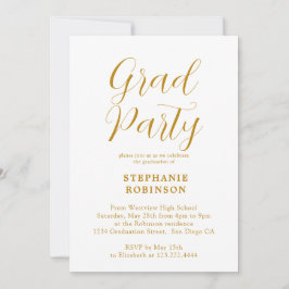 Moderne Gold Script Calligraphy Graduparty Kaart