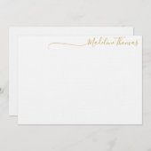 Moderne Gold Script Calligraphy Name Note card Notitiekaartje (Voorkant / Achterkant)