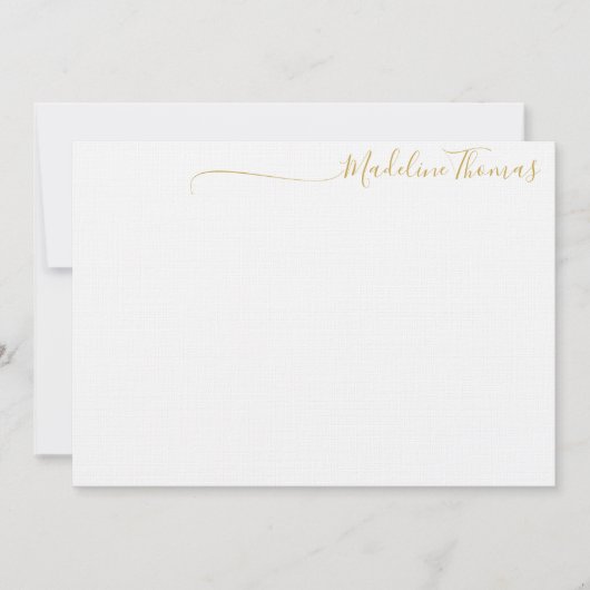 Moderne Gold Script Calligraphy Name Note card Notitiekaartje (Voorkant)