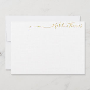 Moderne Gold Script Calligraphy Name Note card Notitiekaartje