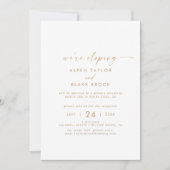 Moderne Gold Script Elopement Reception Kaart (Voorkant)